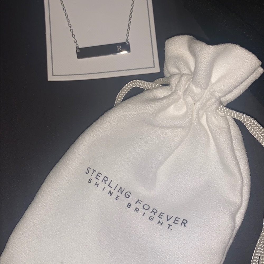 Sterling Silver Bar Initial Necklace